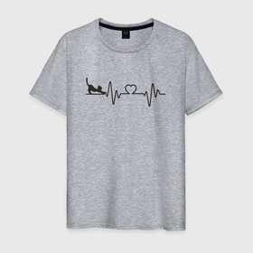 Мужская футболка хлопок с принтом Кошачий пульс в Тюмени, 100% хлопок | прямой крой, круглый вырез горловины, длина до линии бедер, слегка спущенное плечо. | 