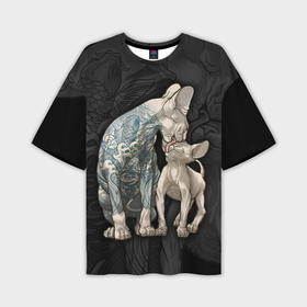 Мужская футболка oversize 3D с принтом Бесшерстные лысые кошки сфинксы ,  |  | Тематика изображения на принте: 