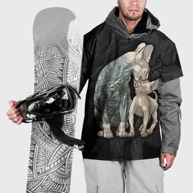 Накидка на куртку 3D с принтом Бесшерстные лысые кошки сфинксы в Кировске, 100% полиэстер |  | 