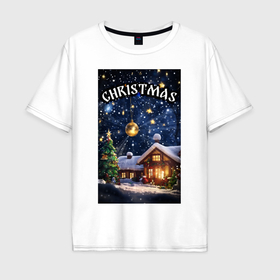 Мужская футболка хлопок Oversize с принтом Рождественские дни в Новосибирске, 100% хлопок | свободный крой, круглый ворот, “спинка” длиннее передней части | 
