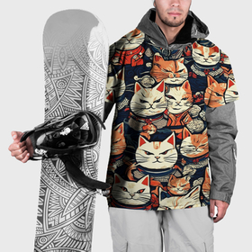 Накидка на куртку 3D с принтом Сердитые котики самураи в Курске, 100% полиэстер |  | Тематика изображения на принте: 