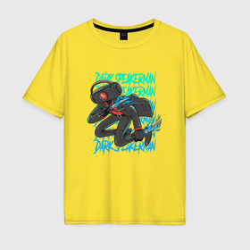 Мужская футболка хлопок Oversize с принтом Dark Speakerman в Екатеринбурге, 100% хлопок | свободный крой, круглый ворот, “спинка” длиннее передней части | 