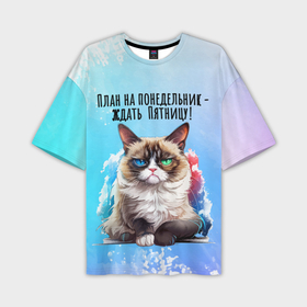 Мужская футболка oversize 3D с принтом Философия кота ,  |  | 