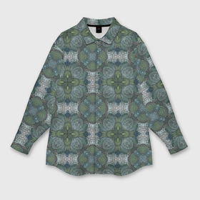 Мужская рубашка oversize 3D с принтом Малахитовый индейский орнамент в Курске,  |  | Тематика изображения на принте: 