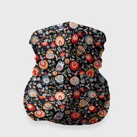 Бандана-труба 3D с принтом Сказочные цветы на черном фоне в Тюмени, 100% полиэстер, ткань с особыми свойствами — Activecool | плотность 150‒180 г/м2; хорошо тянется, но сохраняет форму | 