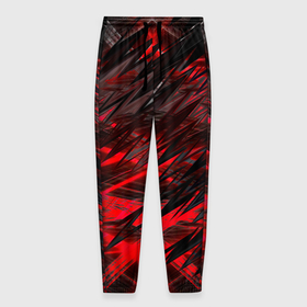 Мужские брюки 3D с принтом Черно красные текстуры в Санкт-Петербурге, 100% полиэстер | манжеты по низу, эластичный пояс регулируется шнурком, по бокам два кармана без застежек, внутренняя часть кармана из мелкой сетки | 