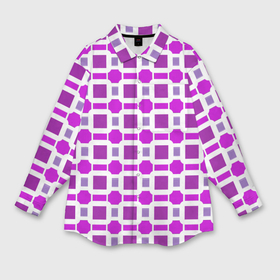Мужская рубашка oversize 3D с принтом Фиолетовые кирпичики и белые полосы в Новосибирске,  |  | 