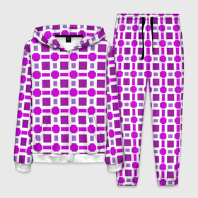 Мужской костюм 3D с принтом Фиолетовые кирпичики и белые полосы в Новосибирске, 100% полиэстер | Манжеты и пояс оформлены тканевой резинкой, двухслойный капюшон со шнурком для регулировки, карманы спереди | 