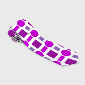 Галстук 3D с принтом Фиолетовые кирпичики и белые полосы в Екатеринбурге, 100% полиэстер | Длина 148 см; Плотность 150-180 г/м2 | Тематика изображения на принте: 