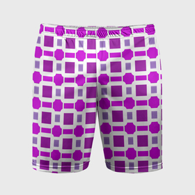 Мужские шорты спортивные с принтом Фиолетовые кирпичики и белые полосы в Белгороде,  |  | 