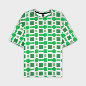 Мужская футболка oversize 3D с принтом Зелёные кирпичики и белые полосы в Екатеринбурге,  |  | Тематика изображения на принте: 