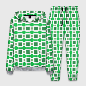 Мужской костюм 3D с принтом Зелёные кирпичики и белые полосы в Белгороде, 100% полиэстер | Манжеты и пояс оформлены тканевой резинкой, двухслойный капюшон со шнурком для регулировки, карманы спереди | 