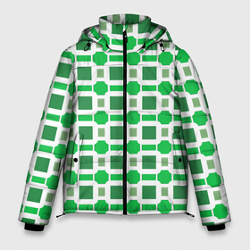 Мужская зимняя куртка 3D с принтом Зелёные кирпичики и белые полосы в Екатеринбурге, верх — 100% полиэстер; подкладка — 100% полиэстер; утеплитель — 100% полиэстер | длина ниже бедра, свободный силуэт Оверсайз. Есть воротник-стойка, отстегивающийся капюшон и ветрозащитная планка. 

Боковые карманы с листочкой на кнопках и внутренний карман на молнии. | Тематика изображения на принте: 