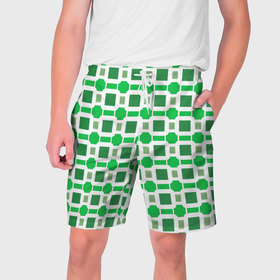 Мужские шорты 3D с принтом Зелёные кирпичики и белые полосы в Белгороде,  полиэстер 100% | прямой крой, два кармана без застежек по бокам. Мягкая трикотажная резинка на поясе, внутри которой широкие завязки. Длина чуть выше колен | 