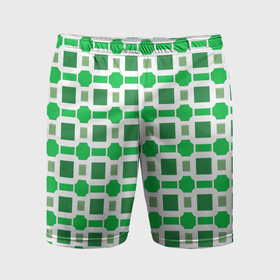 Мужские шорты спортивные с принтом Зелёные кирпичики и белые полосы в Петрозаводске,  |  | Тематика изображения на принте: 