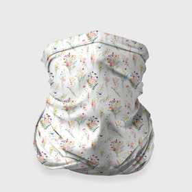 Бандана-труба 3D с принтом Нежные полевые цветы на белом фоне в Белгороде, 100% полиэстер, ткань с особыми свойствами — Activecool | плотность 150‒180 г/м2; хорошо тянется, но сохраняет форму | Тематика изображения на принте: 
