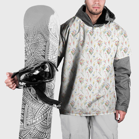 Накидка на куртку 3D с принтом Нежные полевые цветы на белом фоне в Петрозаводске, 100% полиэстер |  | 