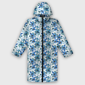 Мужской дождевик 3D с принтом Полевые голубые цветы паттерн в Кировске,  |  | Тематика изображения на принте: 