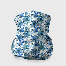 Бандана-труба 3D с принтом Полевые голубые цветы паттерн в Кировске, 100% полиэстер, ткань с особыми свойствами — Activecool | плотность 150‒180 г/м2; хорошо тянется, но сохраняет форму | Тематика изображения на принте: 