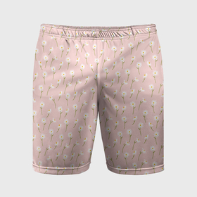 Мужские шорты спортивные с принтом Ромашки на розовом фоне в Курске,  |  | 