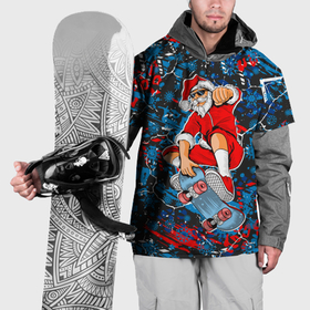 Накидка на куртку 3D с принтом Санта Клаус на скейтборде в Екатеринбурге, 100% полиэстер |  | 
