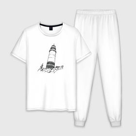 Мужская пижама хлопок с принтом Маяк Life is Strange в Курске, 100% хлопок | брюки и футболка прямого кроя, без карманов, на брюках мягкая резинка на поясе и по низу штанин
 | 