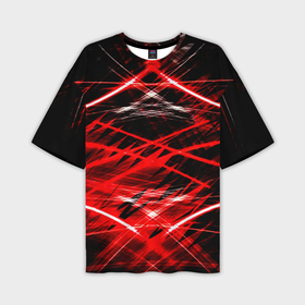 Мужская футболка oversize 3D с принтом Красный лазер линии ,  |  | Тематика изображения на принте: 