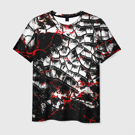 Мужская футболка 3D с принтом Черные разломы в Кировске, 100% полиэфир | прямой крой, круглый вырез горловины, длина до линии бедер | 