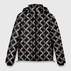 Мужская зимняя куртка 3D с принтом Кольчуга крупная в Екатеринбурге, верх — 100% полиэстер; подкладка — 100% полиэстер; утеплитель — 100% полиэстер | длина ниже бедра, свободный силуэт Оверсайз. Есть воротник-стойка, отстегивающийся капюшон и ветрозащитная планка. 

Боковые карманы с листочкой на кнопках и внутренний карман на молнии. | Тематика изображения на принте: 
