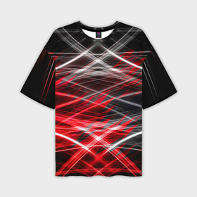 Мужская футболка oversize 3D с принтом Красный лазер линии ,  |  | Тематика изображения на принте: 