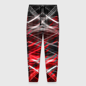 Мужские брюки 3D с принтом Красный лазер линии , 100% полиэстер | манжеты по низу, эластичный пояс регулируется шнурком, по бокам два кармана без застежек, внутренняя часть кармана из мелкой сетки | 