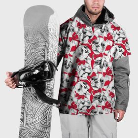 Накидка на куртку 3D с принтом Французские бульдоги с красными бабочками в Белгороде, 100% полиэстер |  | 
