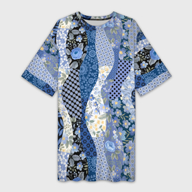 Платье-футболка 3D с принтом Лоскутные волны ,  |  | 