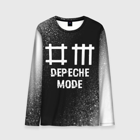 Мужской лонгслив 3D с принтом Depeche Mode glitch на темном фоне , 100% полиэстер | длинные рукава, круглый вырез горловины, полуприлегающий силуэт | 