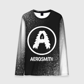Мужской лонгслив 3D с принтом Aerosmith glitch на темном фоне в Тюмени, 100% полиэстер | длинные рукава, круглый вырез горловины, полуприлегающий силуэт | Тематика изображения на принте: 