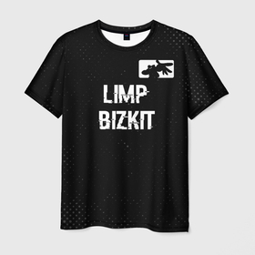 Мужская футболка 3D с принтом Limp Bizkit glitch на темном фоне посередине в Белгороде, 100% полиэфир | прямой крой, круглый вырез горловины, длина до линии бедер | 