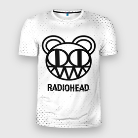 Мужская футболка 3D Slim с принтом Radiohead glitch на светлом фоне в Тюмени, 100% полиэстер с улучшенными характеристиками | приталенный силуэт, круглая горловина, широкие плечи, сужается к линии бедра | 