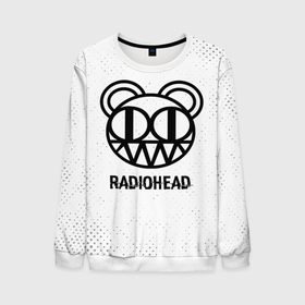 Мужской свитшот 3D с принтом Radiohead glitch на светлом фоне в Тюмени, 100% полиэстер с мягким внутренним слоем | круглый вырез горловины, мягкая резинка на манжетах и поясе, свободная посадка по фигуре | 