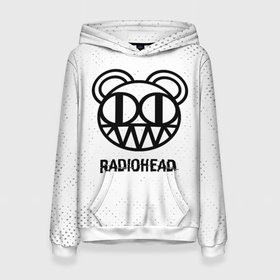 Женская толстовка 3D с принтом Radiohead glitch на светлом фоне в Тюмени, 100% полиэстер  | двухслойный капюшон со шнурком для регулировки, мягкие манжеты на рукавах и по низу толстовки, спереди карман-кенгуру с мягким внутренним слоем. | 