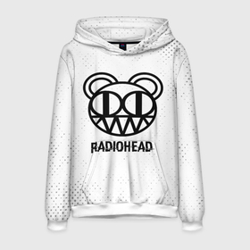 Мужская толстовка 3D с принтом Radiohead glitch на светлом фоне в Тюмени, 100% полиэстер | двухслойный капюшон со шнурком для регулировки, мягкие манжеты на рукавах и по низу толстовки, спереди карман-кенгуру с мягким внутренним слоем. | 