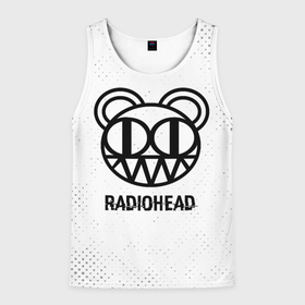 Мужская майка 3D с принтом Radiohead glitch на светлом фоне в Курске, 100% полиэстер | круглая горловина, приталенный силуэт, длина до линии бедра. Пройма и горловина окантованы тонкой бейкой | Тематика изображения на принте: 