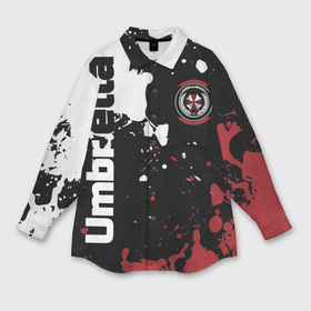 Мужская рубашка oversize 3D с принтом Umbrella Security на спортивном красно бело чёрном в Курске,  |  | 