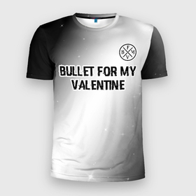 Мужская футболка 3D Slim с принтом Bullet For My Valentine glitch на светлом фоне посередине в Тюмени, 100% полиэстер с улучшенными характеристиками | приталенный силуэт, круглая горловина, широкие плечи, сужается к линии бедра | 