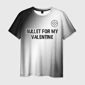 Мужская футболка 3D с принтом Bullet For My Valentine glitch на светлом фоне посередине , 100% полиэфир | прямой крой, круглый вырез горловины, длина до линии бедер | 