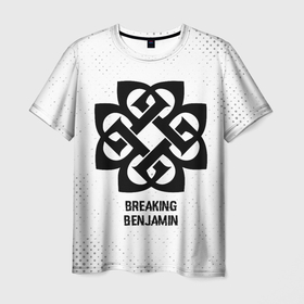 Мужская футболка 3D с принтом Breaking Benjamin glitch на светлом фоне в Екатеринбурге, 100% полиэфир | прямой крой, круглый вырез горловины, длина до линии бедер | 