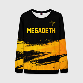 Мужской свитшот 3D с принтом Megadeth   gold gradient посередине в Белгороде, 100% полиэстер с мягким внутренним слоем | круглый вырез горловины, мягкая резинка на манжетах и поясе, свободная посадка по фигуре | 