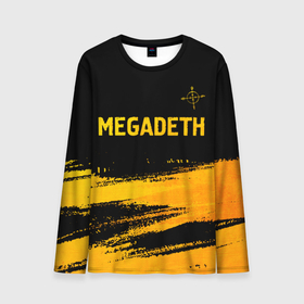 Мужской лонгслив 3D с принтом Megadeth   gold gradient посередине в Кировске, 100% полиэстер | длинные рукава, круглый вырез горловины, полуприлегающий силуэт | 