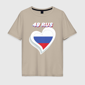 Мужская футболка хлопок Oversize с принтом 49 регион Магаданская область в Новосибирске, 100% хлопок | свободный крой, круглый ворот, “спинка” длиннее передней части | 