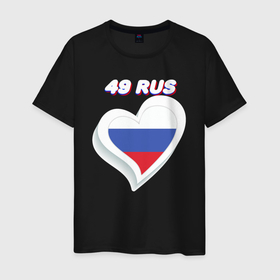 Мужская футболка хлопок с принтом 49 регион Магаданская область в Новосибирске, 100% хлопок | прямой крой, круглый вырез горловины, длина до линии бедер, слегка спущенное плечо. | 