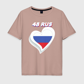 Мужская футболка хлопок Oversize с принтом 48 регион Липецкая область в городе Новоалтайск, 100% хлопок | свободный крой, круглый ворот, “спинка” длиннее передней части | 
